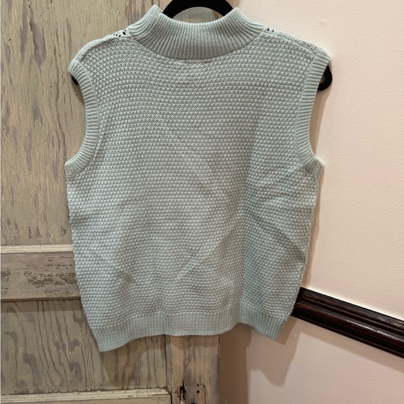 Vintage Herald House Knit Sleeveless Sweater Top Vest Blue Large - Picture 4 of 6